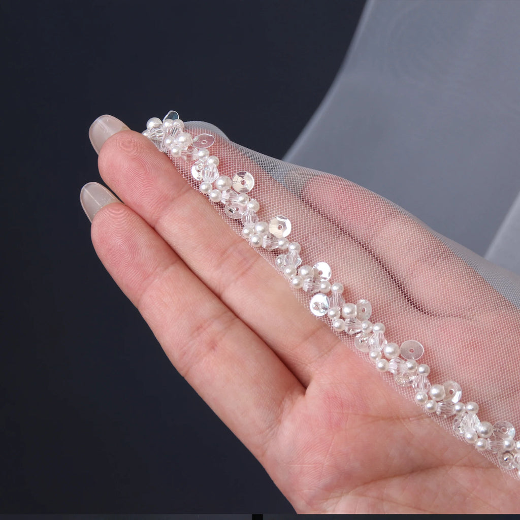 Crystal Lined Cathedral Wedding Veil