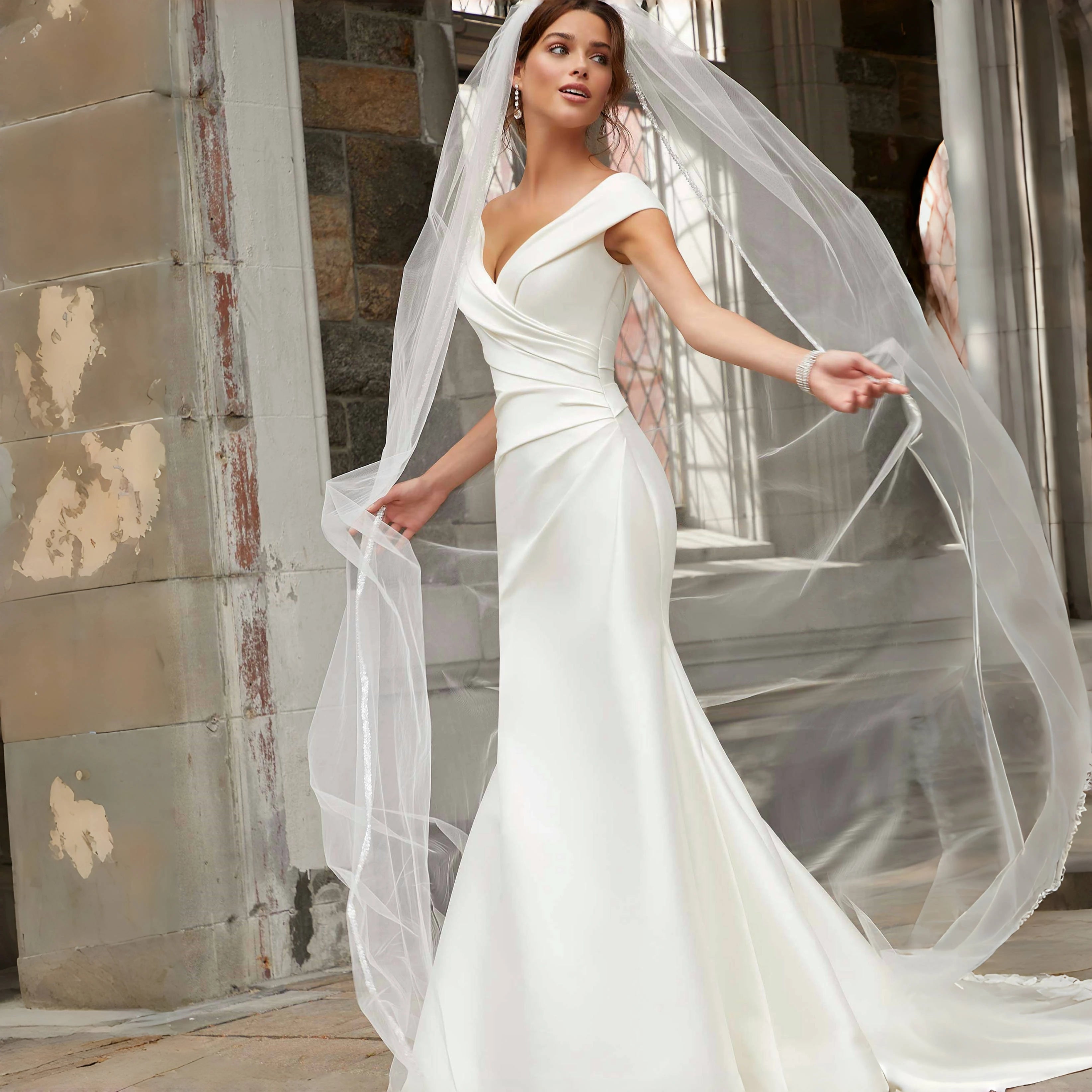 Crystal Lined Cathedral Wedding Veil